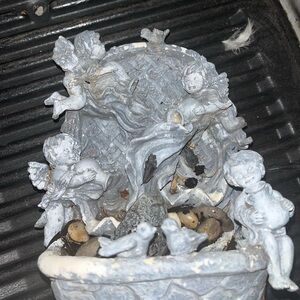 Gray Cherub Garden Sculpture